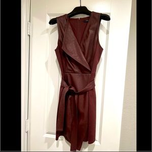 BCBG MAXAZRIA Mini leather dark purple dress